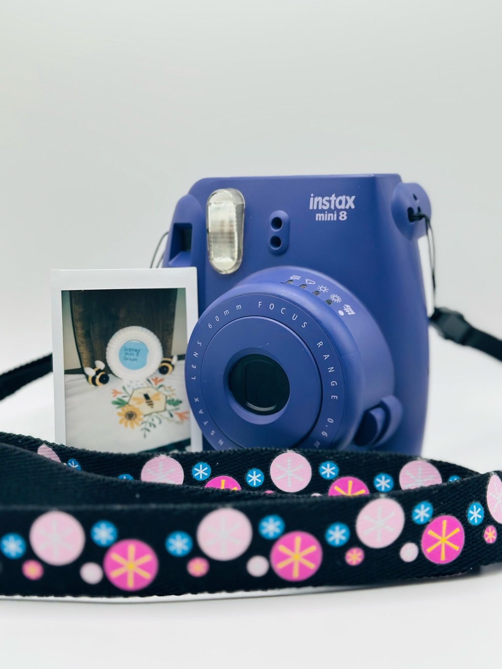 Fujifilm Instax Mini 8 - Grape, w Neck Strap, Film Tested and Working